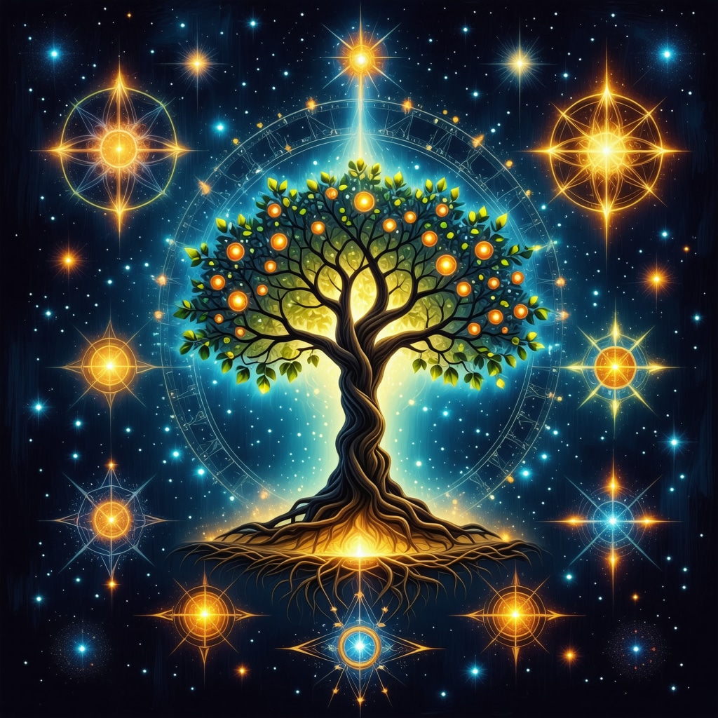 Ilustración detallada de amuletos mexicanos tradicionales con geometría sagrada y energía vibrante representando la abundancia