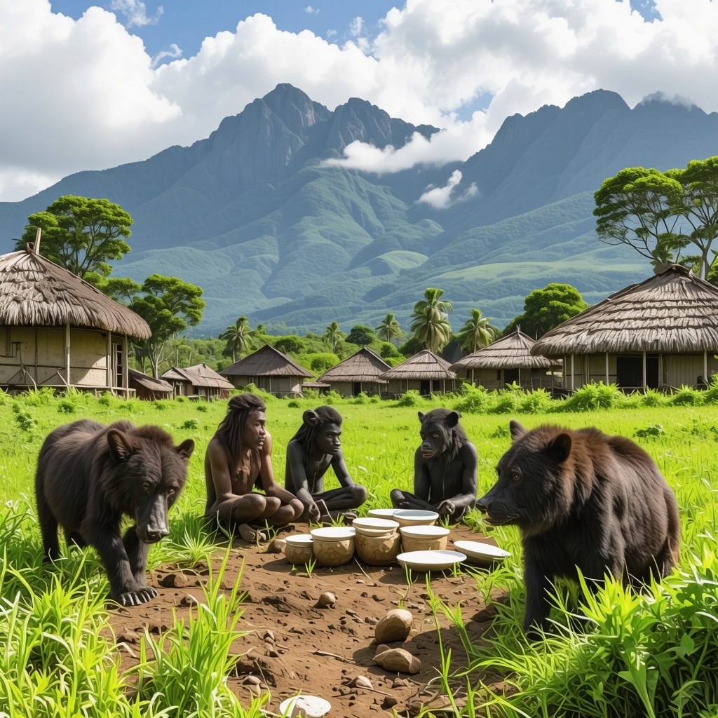 Scientists and indigenous people observing animal behavior in a seismic region
