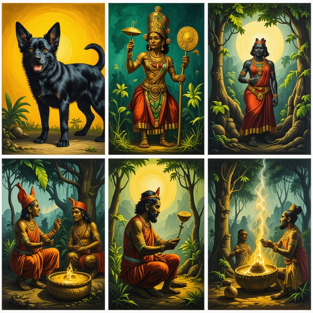 Visual collage combining Salvadoran mythical figures, traditional healers, and contemporary artistic representations