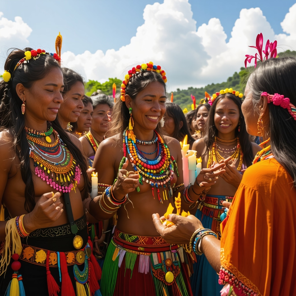 Rural Nicaraguan community performing traditional rituals with amulets and candles