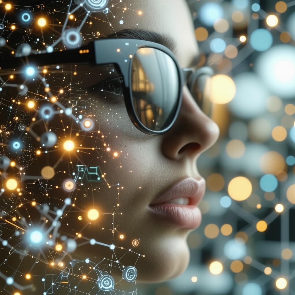 Abstract digital marketing image depicting multisensory symbolism with augmented reality elements