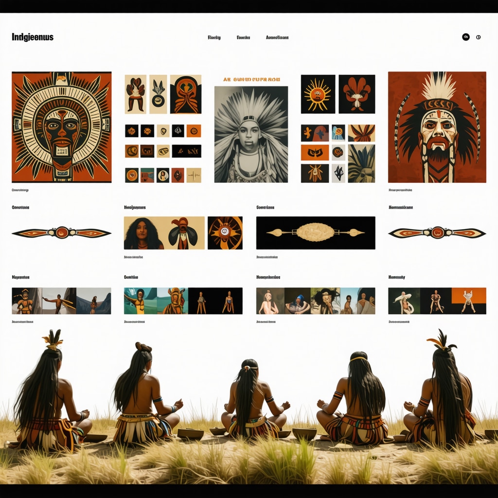 Digital platform showcasing indigenous American folklore symbols with community members interacting