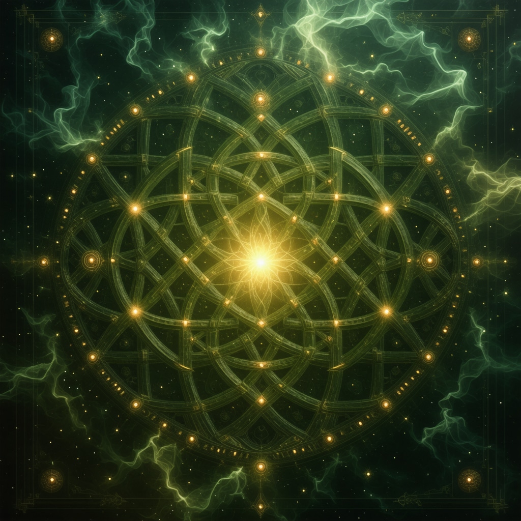 Digital Visualization of Celtic Knots and Augmented Reality Illustration of Celtic knot designs integrated with augmented reality graphics representing modern spiritual technology