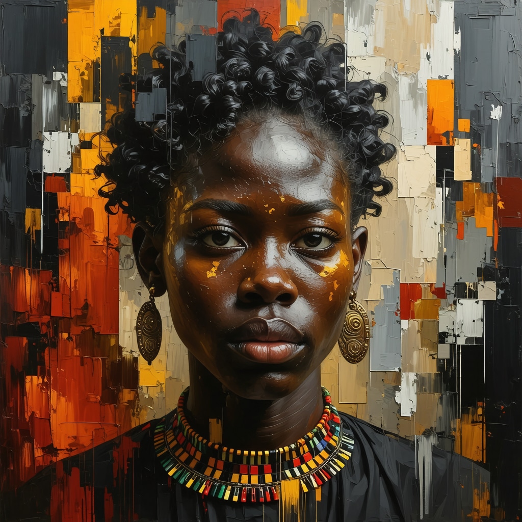 Digital artwork showing traditional nkisi objects merged with digital and religious symbols representing cultural syncretism and digital preservation