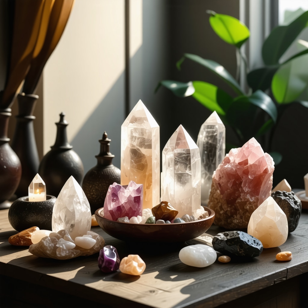 Espacio armonioso con objetos simbólicos y luz natural que refleja diseño energético