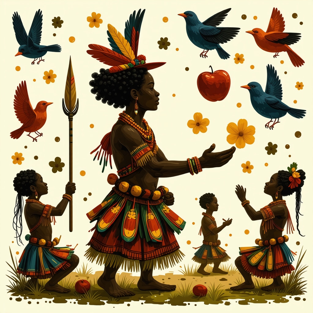 Artistic representation of Ecuadorian folklore rituals combined with digital motifs symbolizing cultural preservation and education