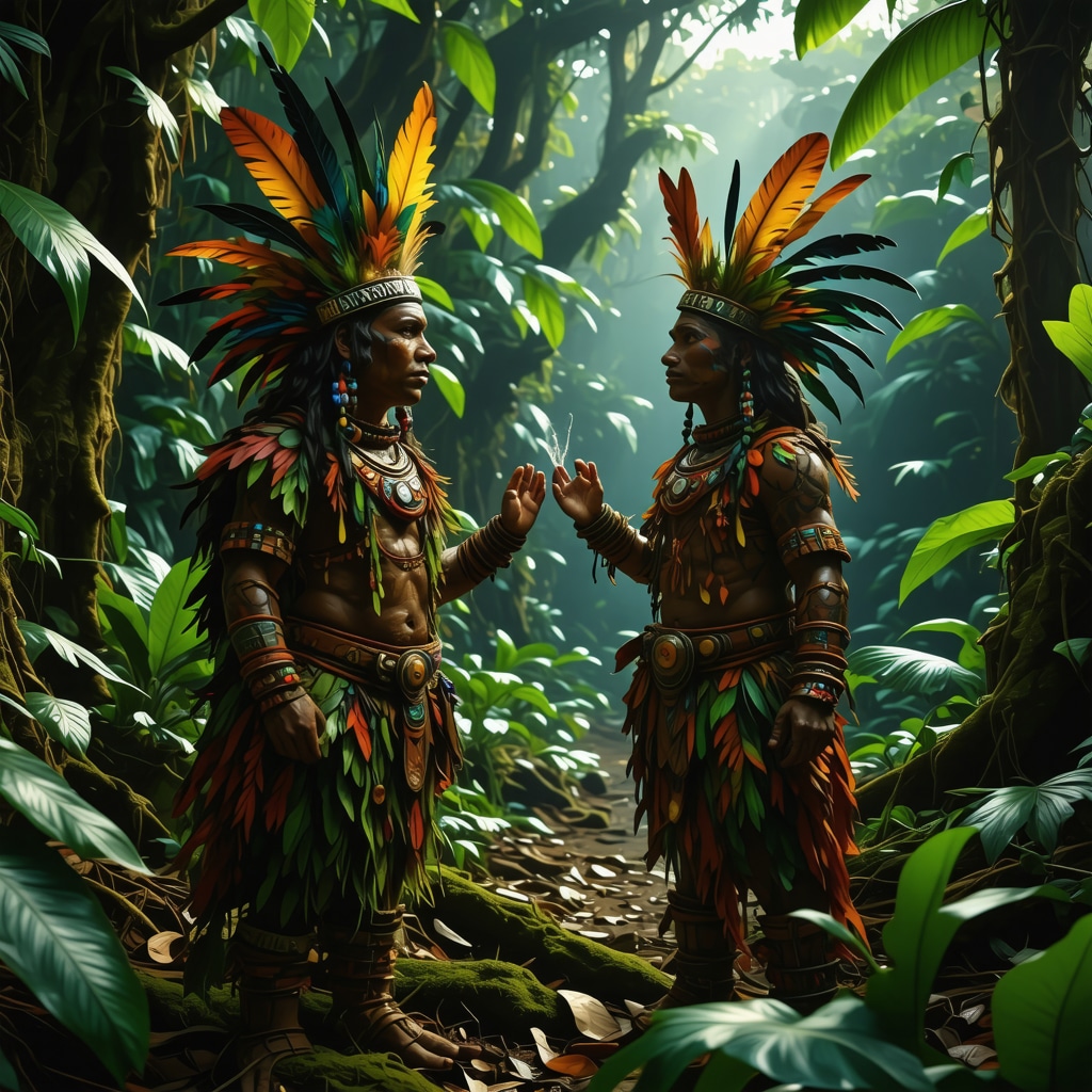 Representación digital en realidad aumentada de leyendas indígenas americanas en un entorno natural amazónico