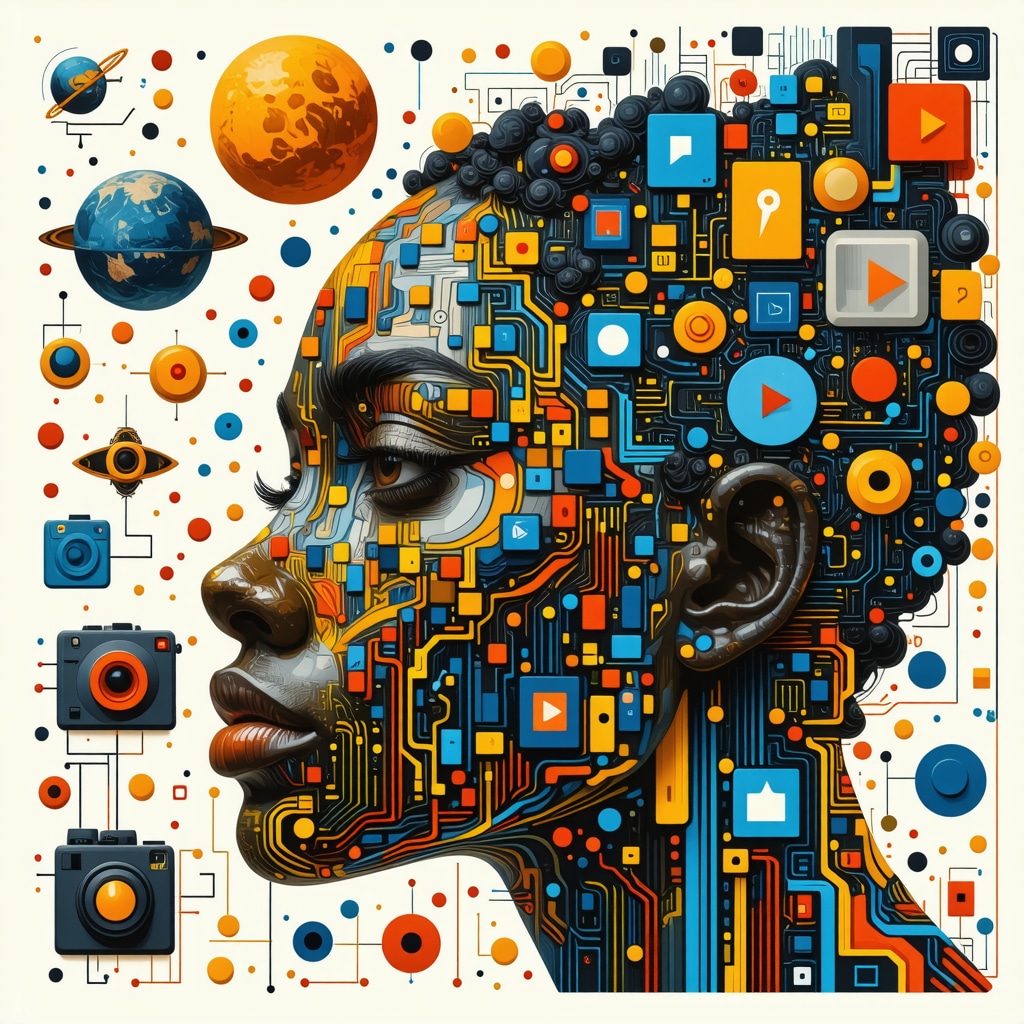 Representación visual que combina patrones tradicionales paraguayos con iconos tecnológicos modernos