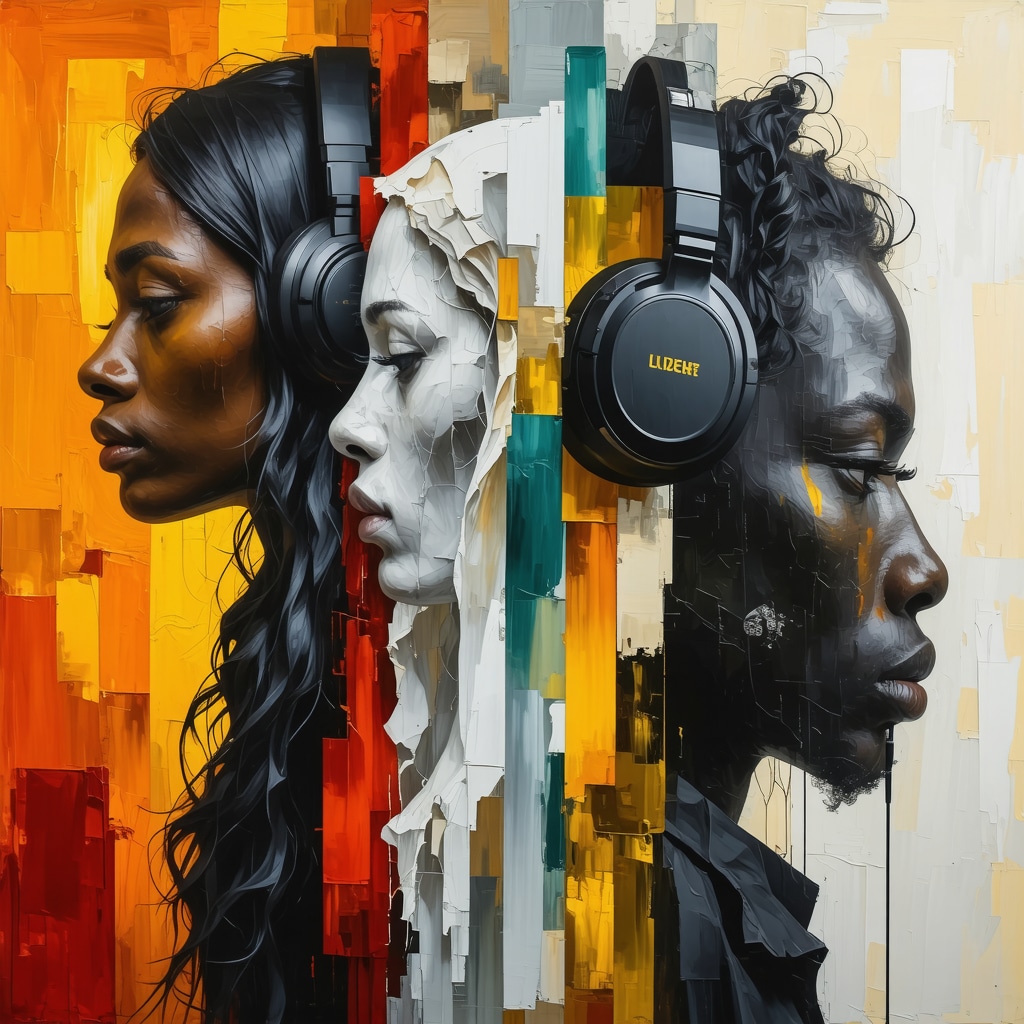 Ilustración digital que mezcla figuras mitológicas latinoamericanas con dispositivos digitales modernos