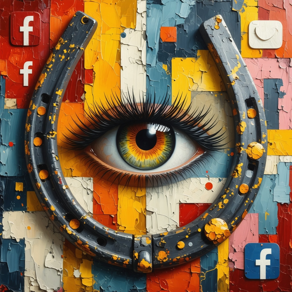 Collage que muestra símbolos tradicionales de superstición española junto con iconos digitales y gráficos cerebrales modernos