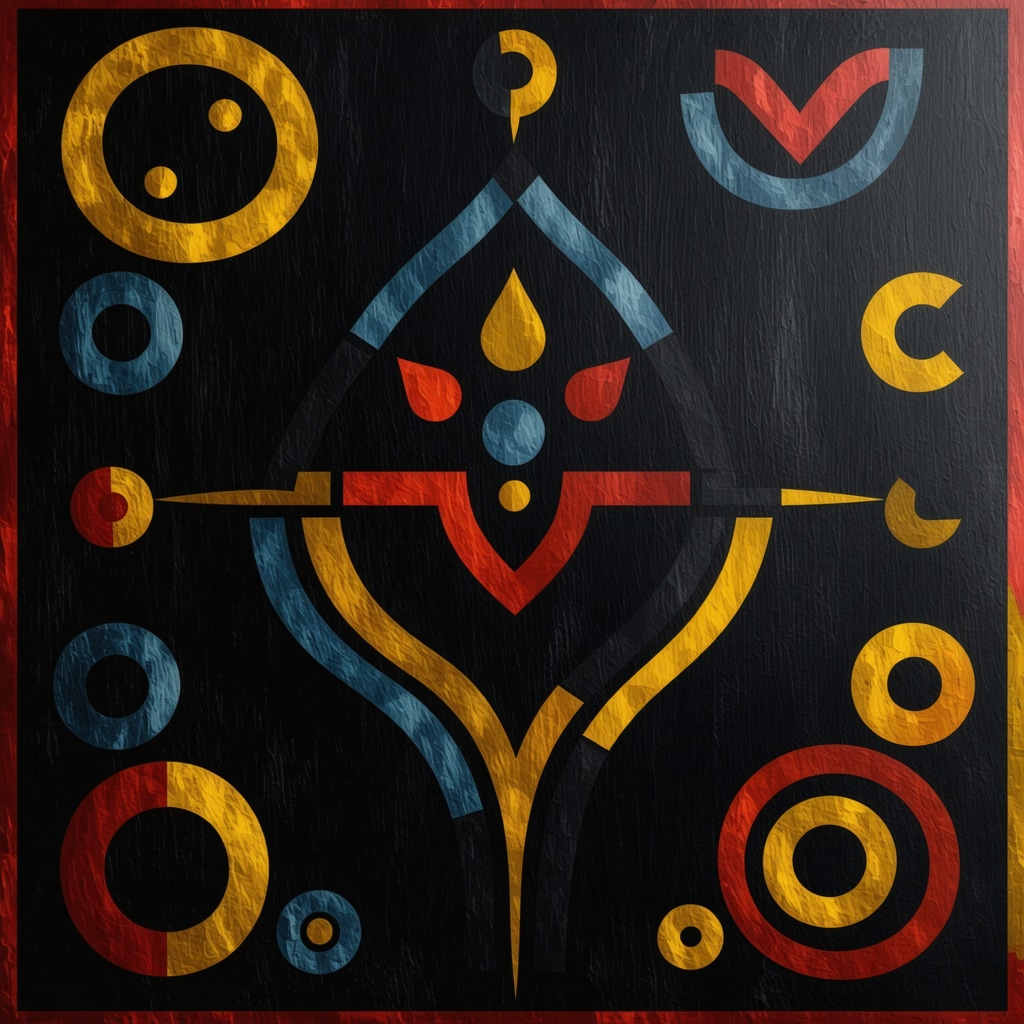 Digital artwork combining traditional African Adinkra symbols and contemporary design elements representing cultural preservation and innovation