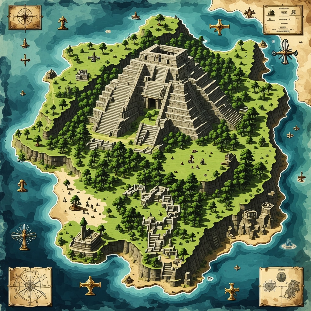 Augmented reality digital map featuring Mesoamerican folklore symbols for cultural preservation