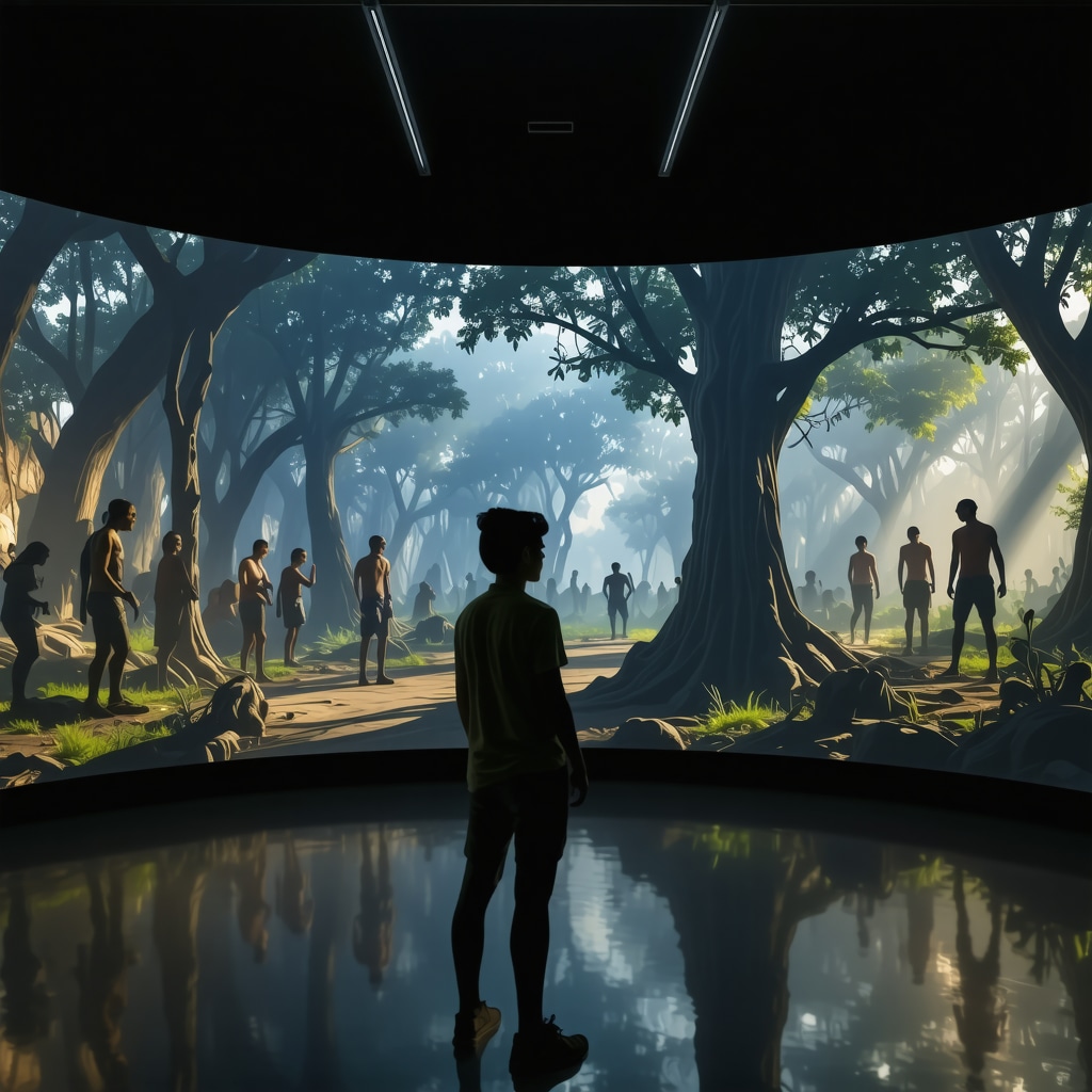 Users interacting with augmented reality displays of Paraguayan urban legends in cultural heritage sites