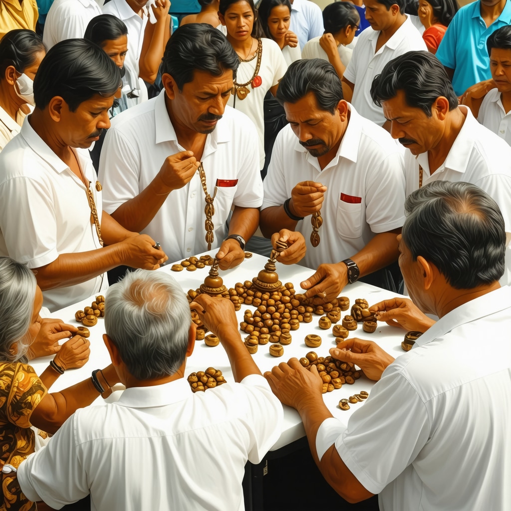 Workers in a Cuban office using amulets and performing rituals for good luck and motivation