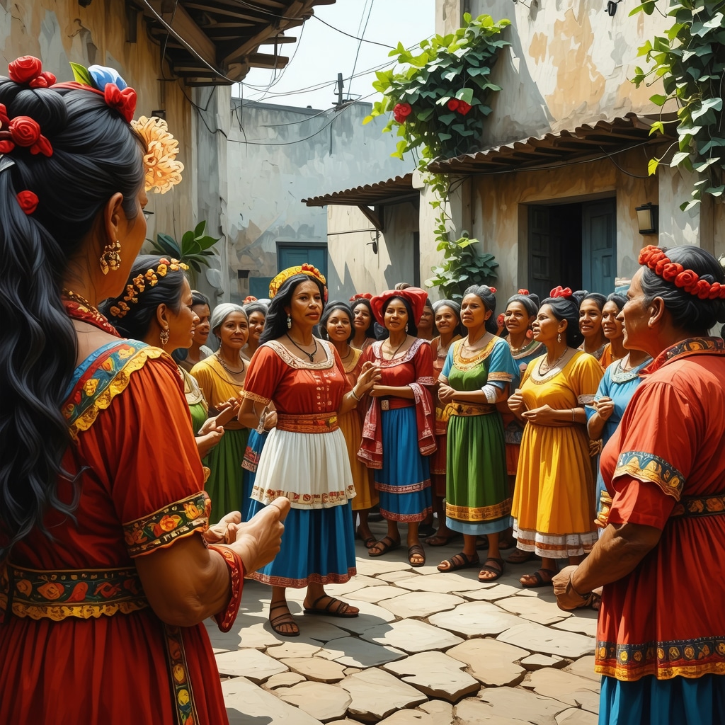 People engaging with augmented reality representations of Venezuelan urban legends in a community environment