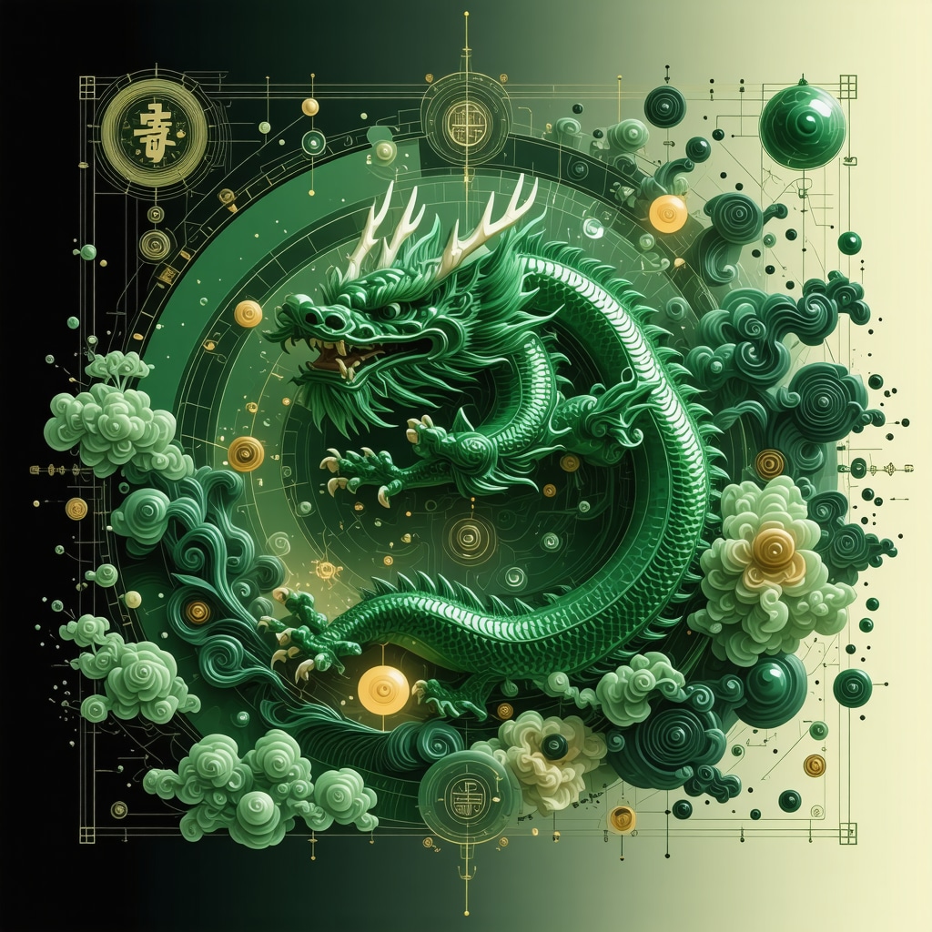 Digital Fusion of Asian Traditional Symbols and Modern Technology Visualization of traditional Asian symbols integrated with futuristic digital technology interface