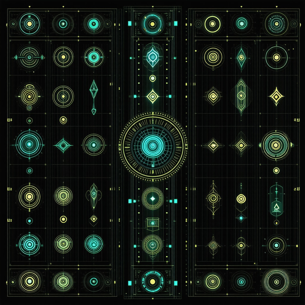 Interface showing indigenous mythological symbols combined with augmented reality technology