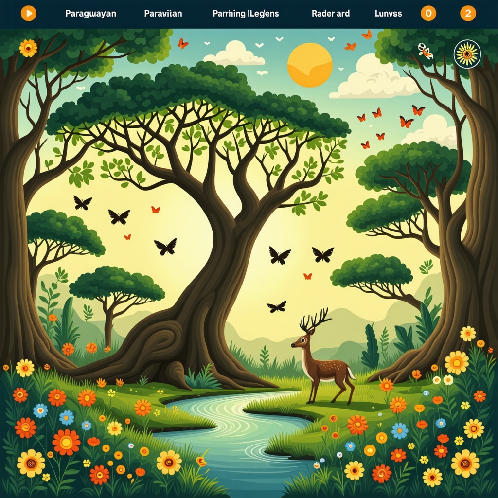 Interactive digital platform showcasing Paraguayan urban legends with indigenous motifs and community engagement