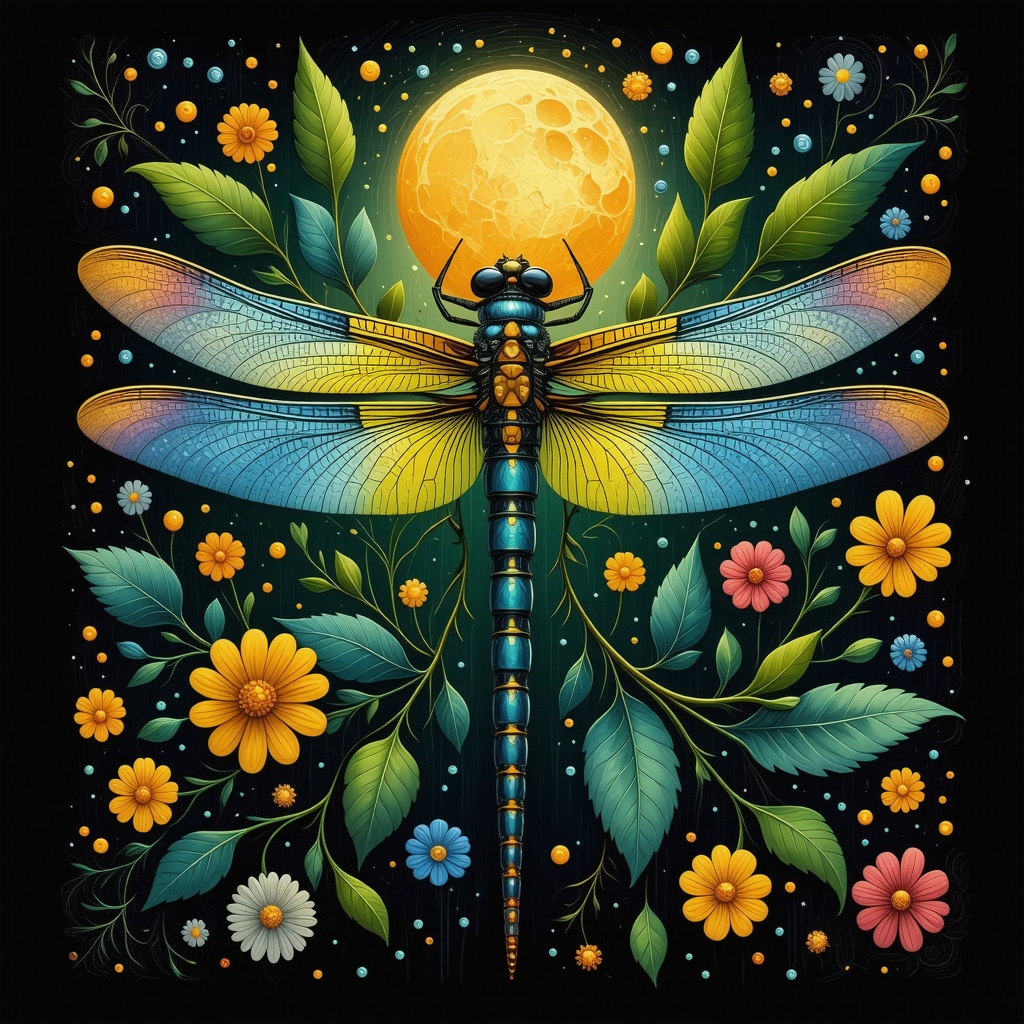 Illustration of a dragonfly representing transformation, neuroplasticity, and cultural heritage
