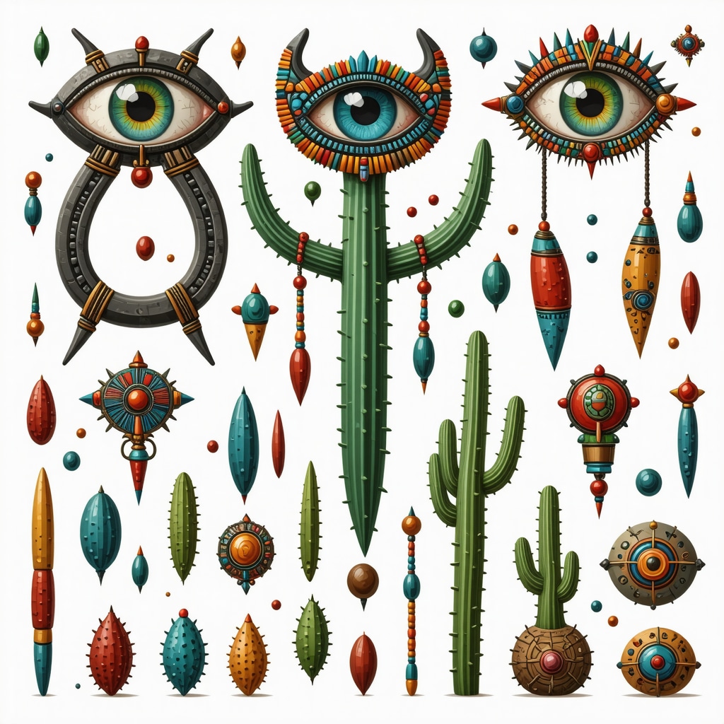 Collage de amuletos tradicionales colombianos y elementos de moda urbana moderna reflejando la integración cultural