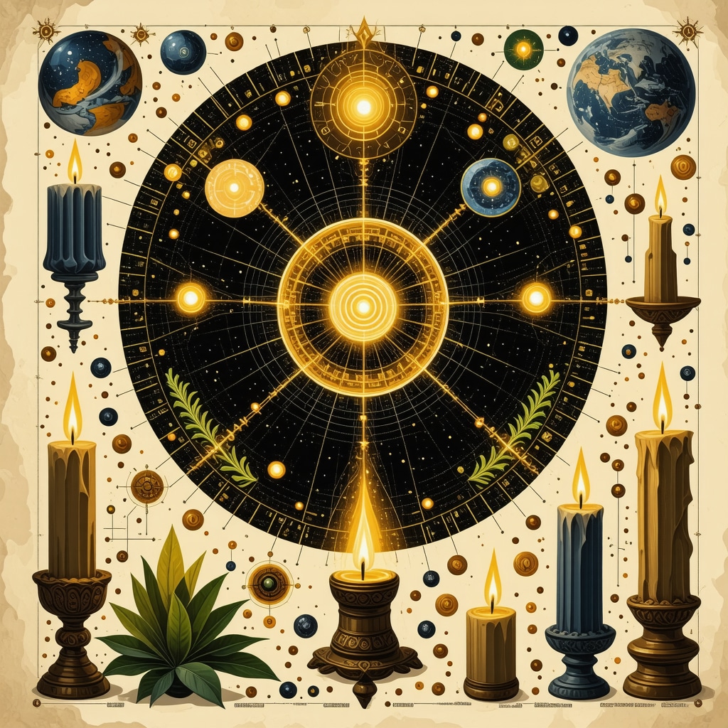 Collage depicting Colombian ritual symbols merged with digital technology elements representing tradition and modernity