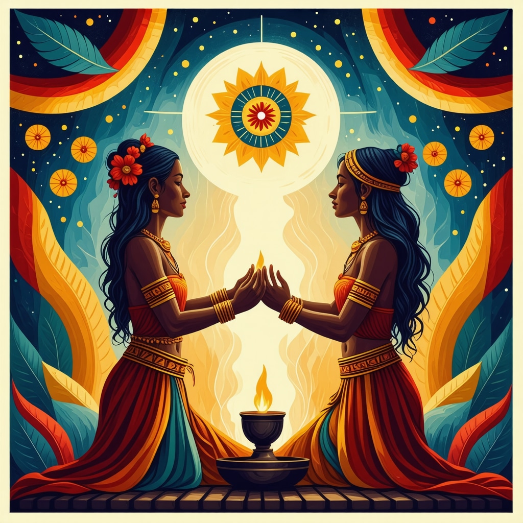 Artistic representation of Salvadoran cultural rituals and modern symbols blending harmoniously