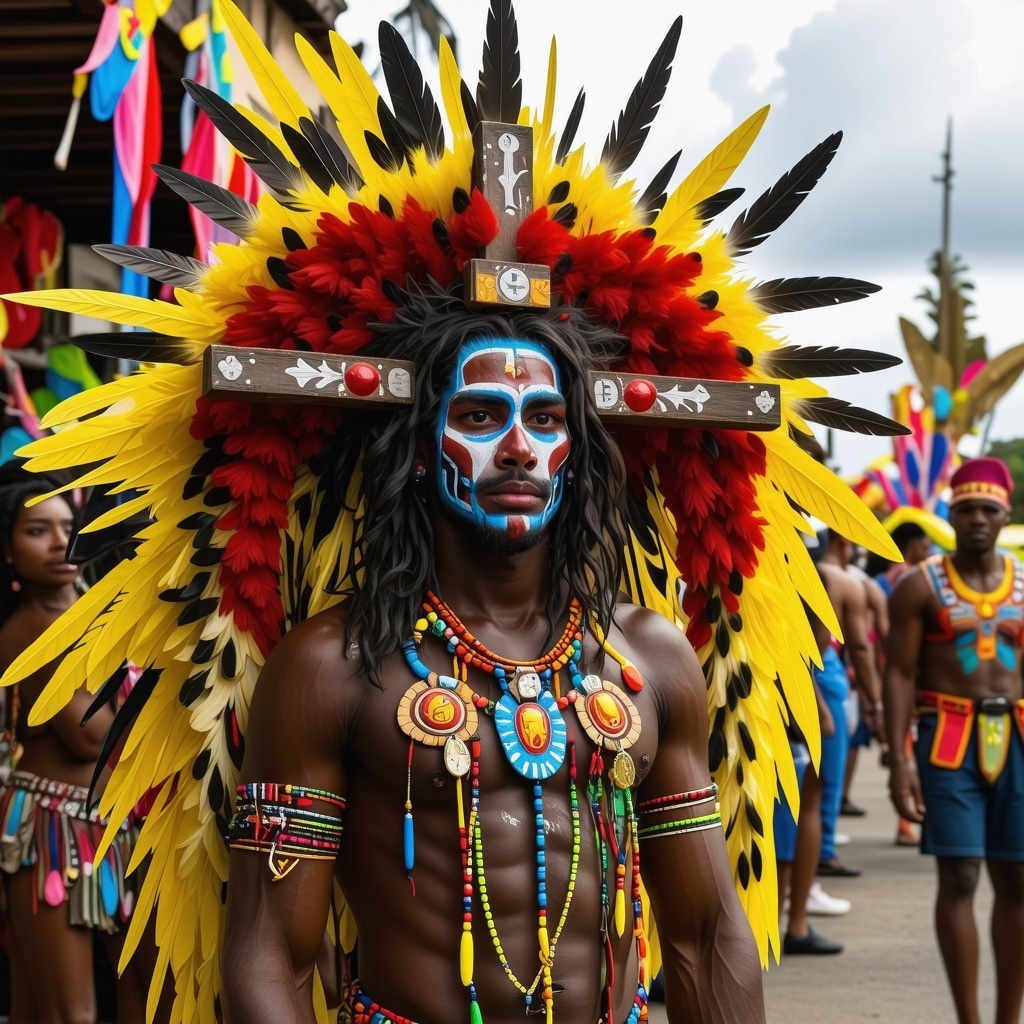Honduran cultural festival with traditional symbols and modern influences Traditional Honduran symbols and amulets displayed in a cultural festival blending ancient and modern elements