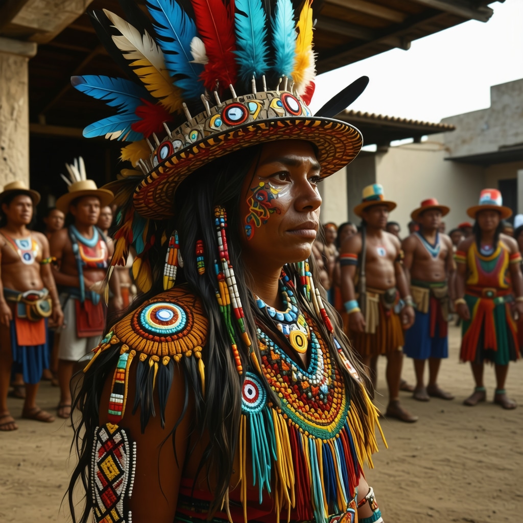 Digital representation of indigenous Mexican people interacting with folklore symbols via augmented reality technology