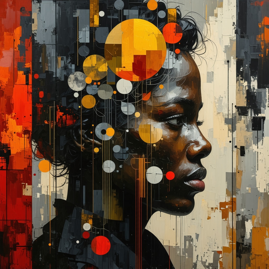 Digital collage showing folklore symbols intertwined with data streams and anthropology icons representing research integration