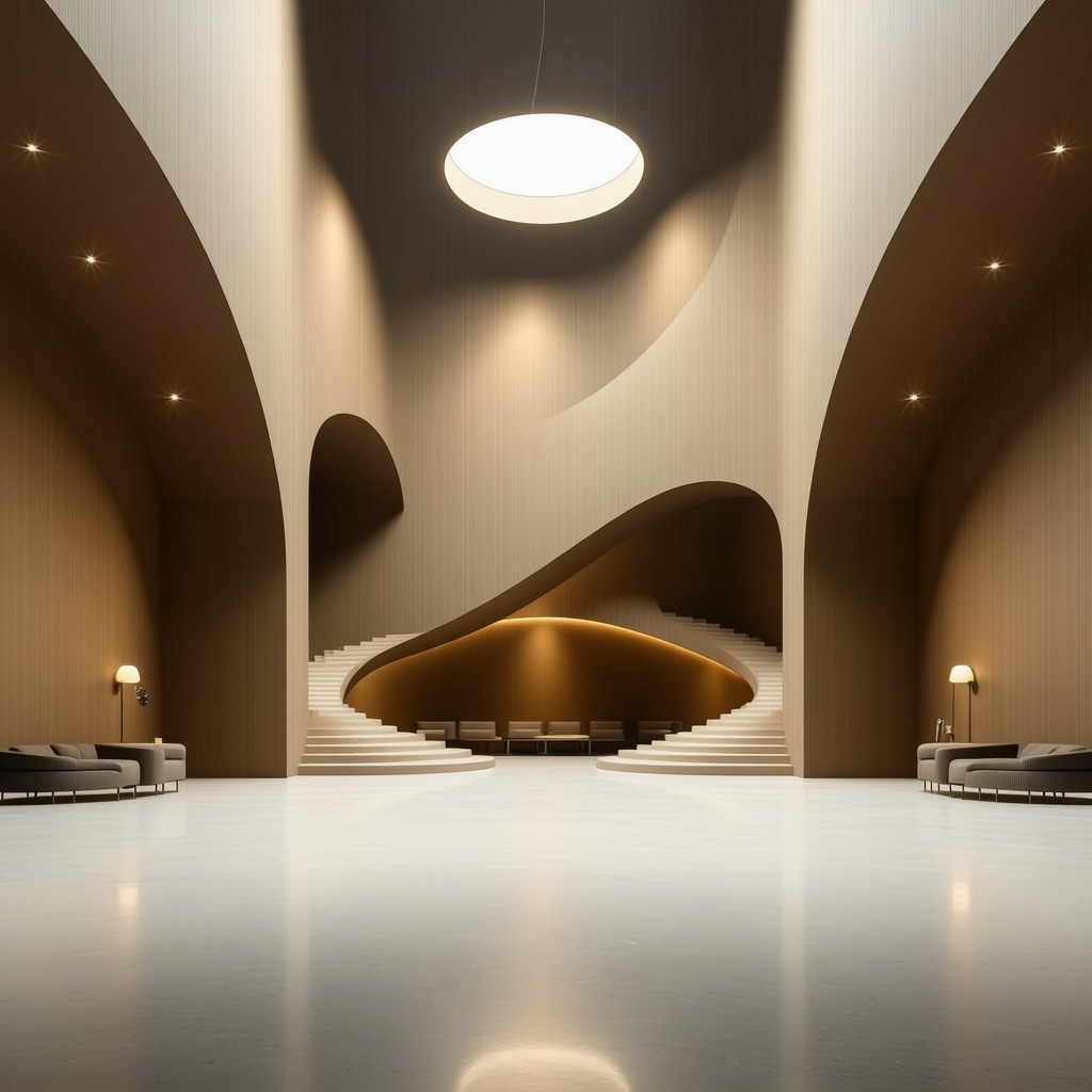 Diseño interior moderno que muestra el uso de la proporción áurea y números simbólicos para armonizar el espacio