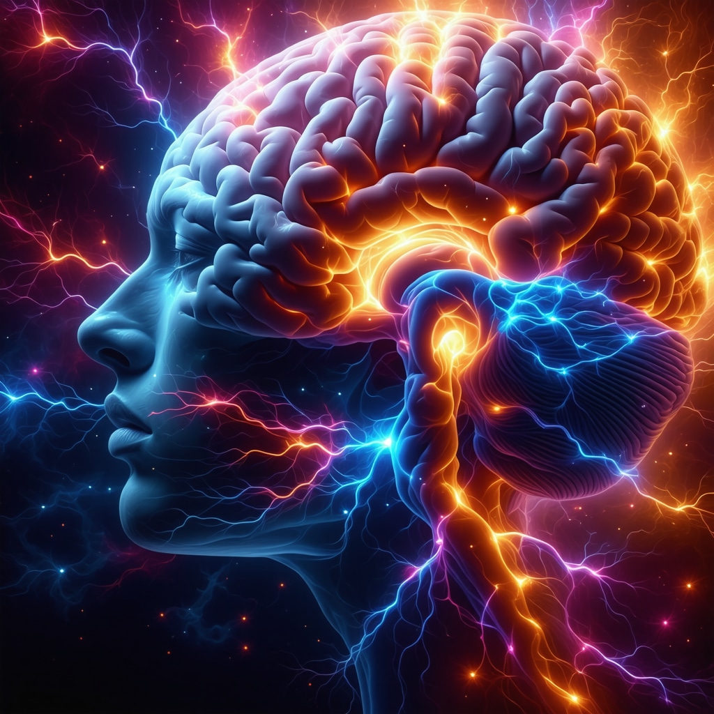 Illustration of brain neural pathways activated by different colors