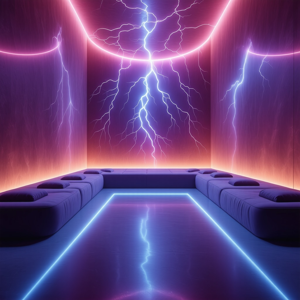 Ambiente inmersivo multisensorial con tecnología avanzada para rituales de protección basados en el sonido del trueno