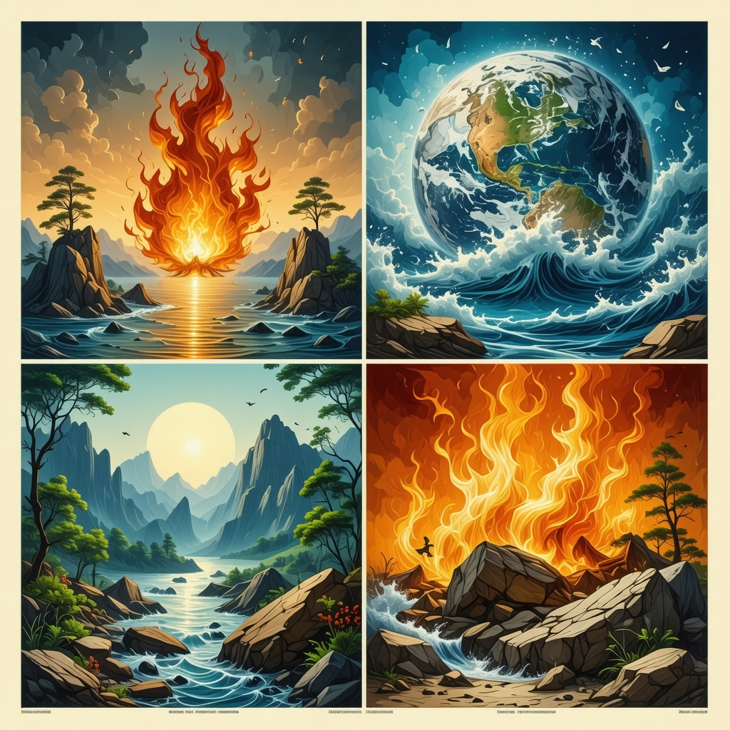 Simbolismo de Elementos Naturales: Agua, Fuego, Tierra y Aire