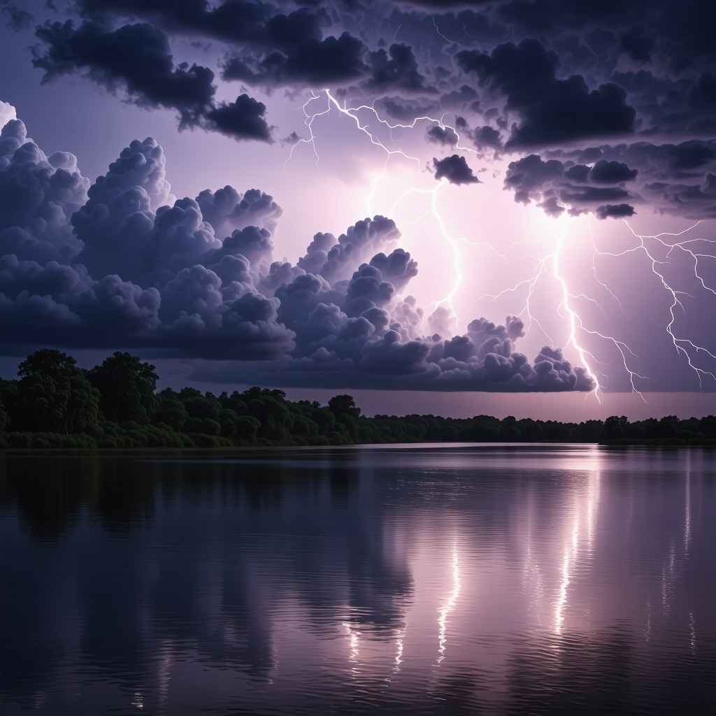 Natural storm scene with lightning and thunderclouds representing the integration of scientific understanding and spiritual symbolism