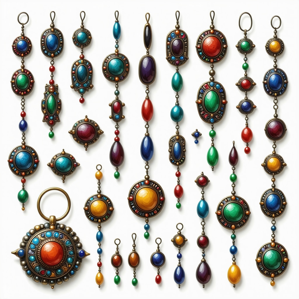 Colorful Portuguese amulets and fashion accessories with lucky symbols