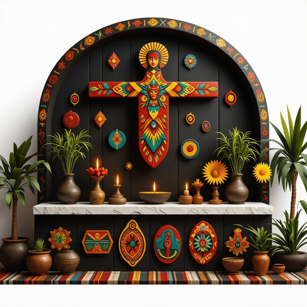 Digital altar featuring Bolivian symbols and spiritual icons for prosperity.