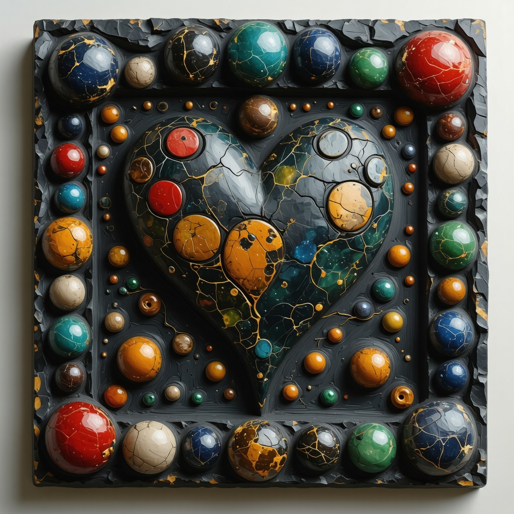 Decorative ancient symbols of love and cultural artifacts used in rituals