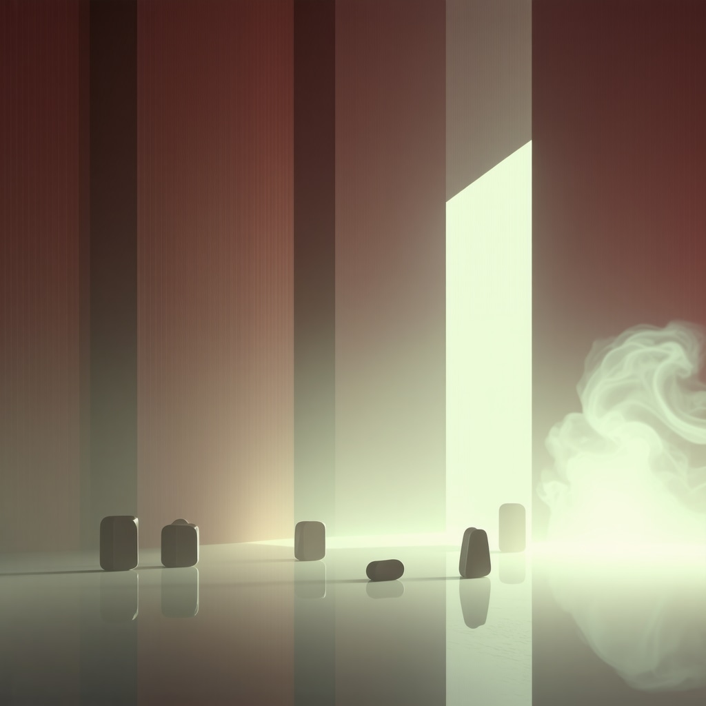 A cinematic scene showcasing symbolic objects and deep colors representing hidden meanings.