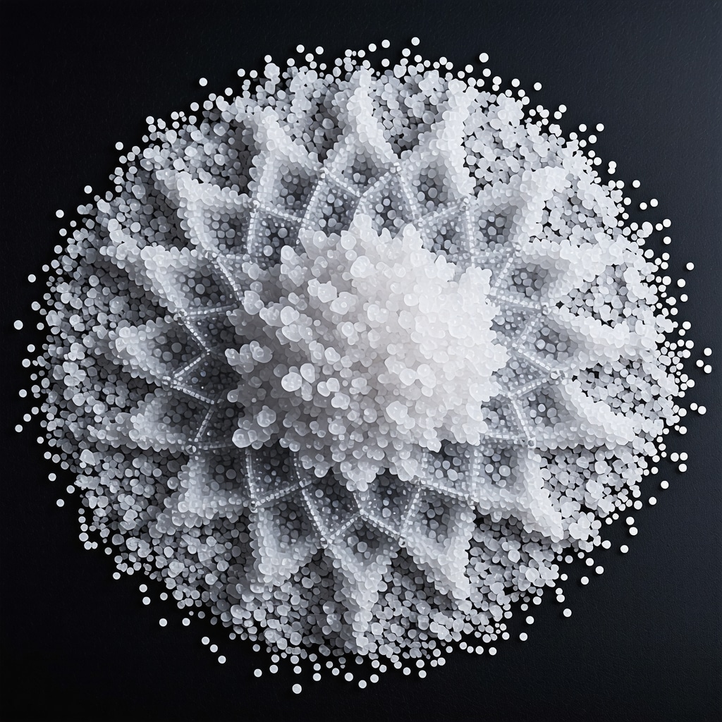 Close-up image of salt crystals arranged in a geometric mandala pattern representing spiritual protection and energy cleansing