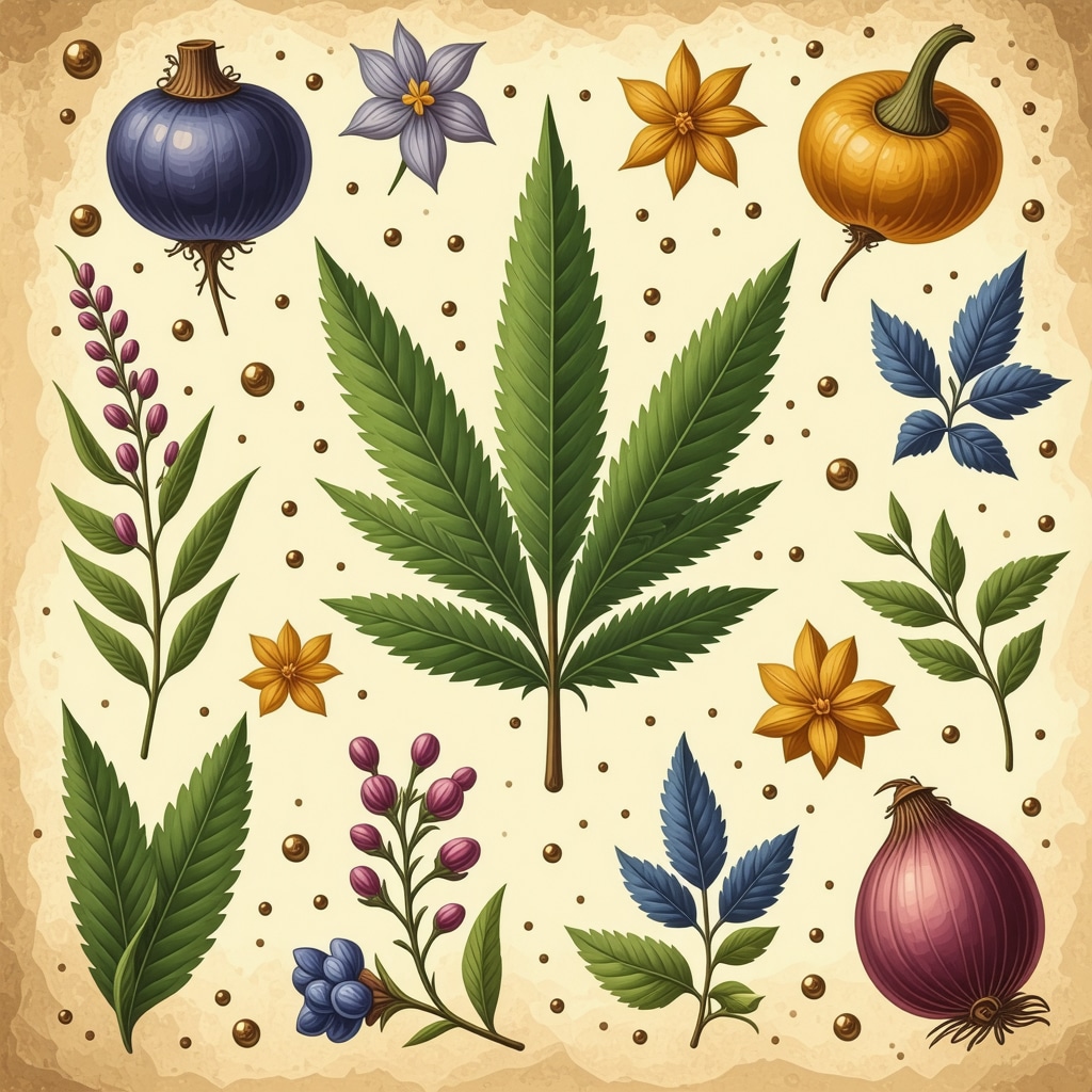 European herbal ritual with mystical symbols for luck and protection