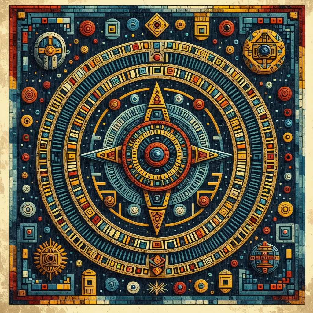 Illustration of Inca symbols and geometric patterns representing spiritual meanings.