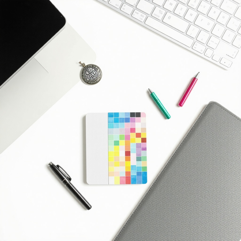 Office desk with symbolic objects and mindfulness practice for career success