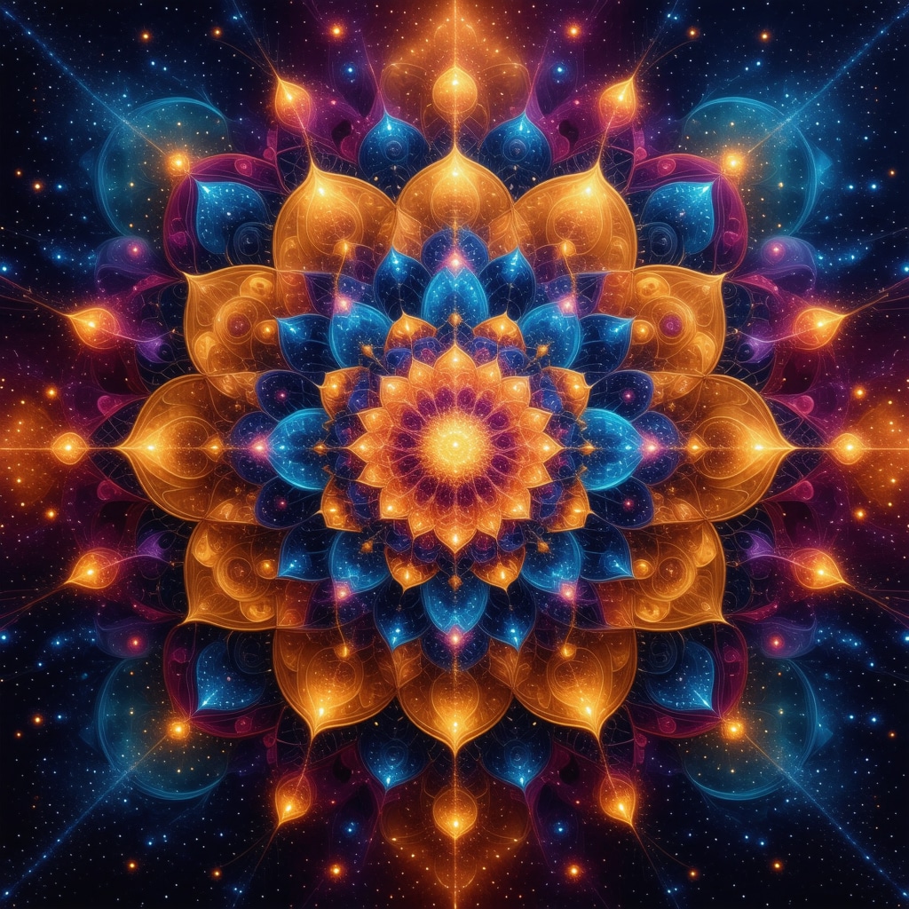 Mandala vibrante en proceso de creación simbolizando integración y sanación emocional