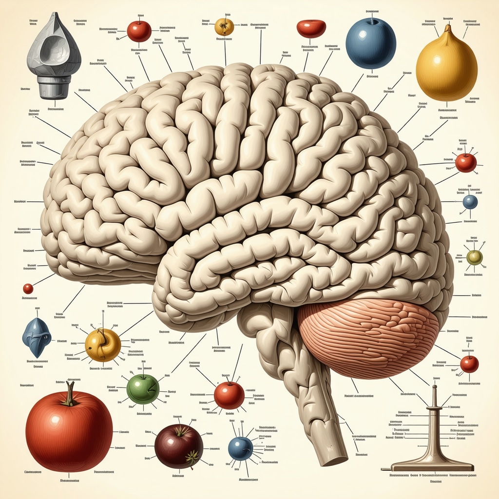 Illustration of brain regions activated by rituals symbolizing luck and emotional regulation