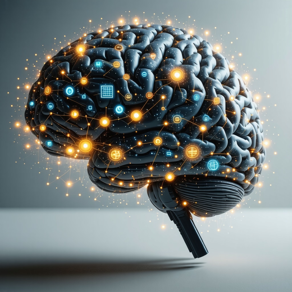 Futuristic brain with neural networks and financial symbols representing neurofinance and AI integration