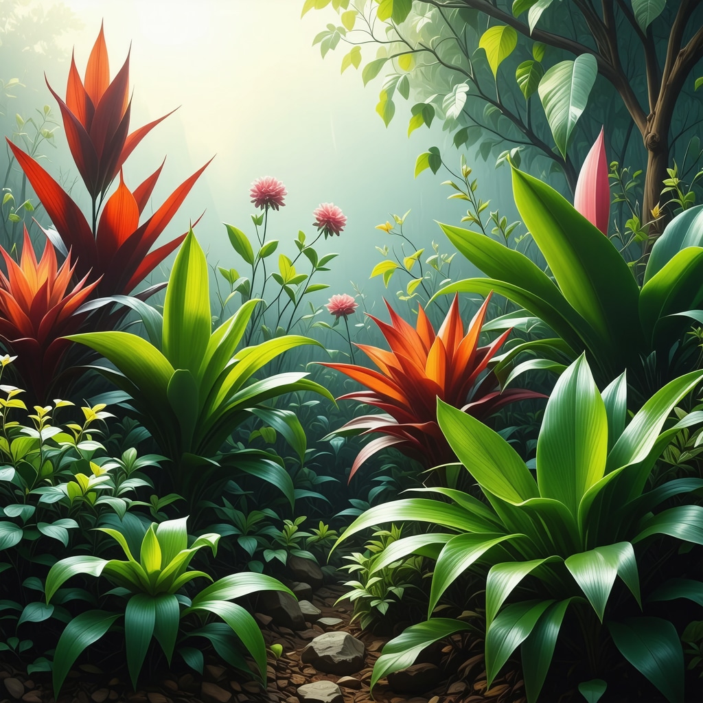 Garden plants showing signs of growth and color change indicating natural signals.