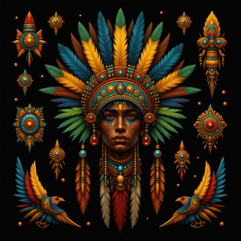 Ilustración de símbolos culturales peruanos y su significado espiritual