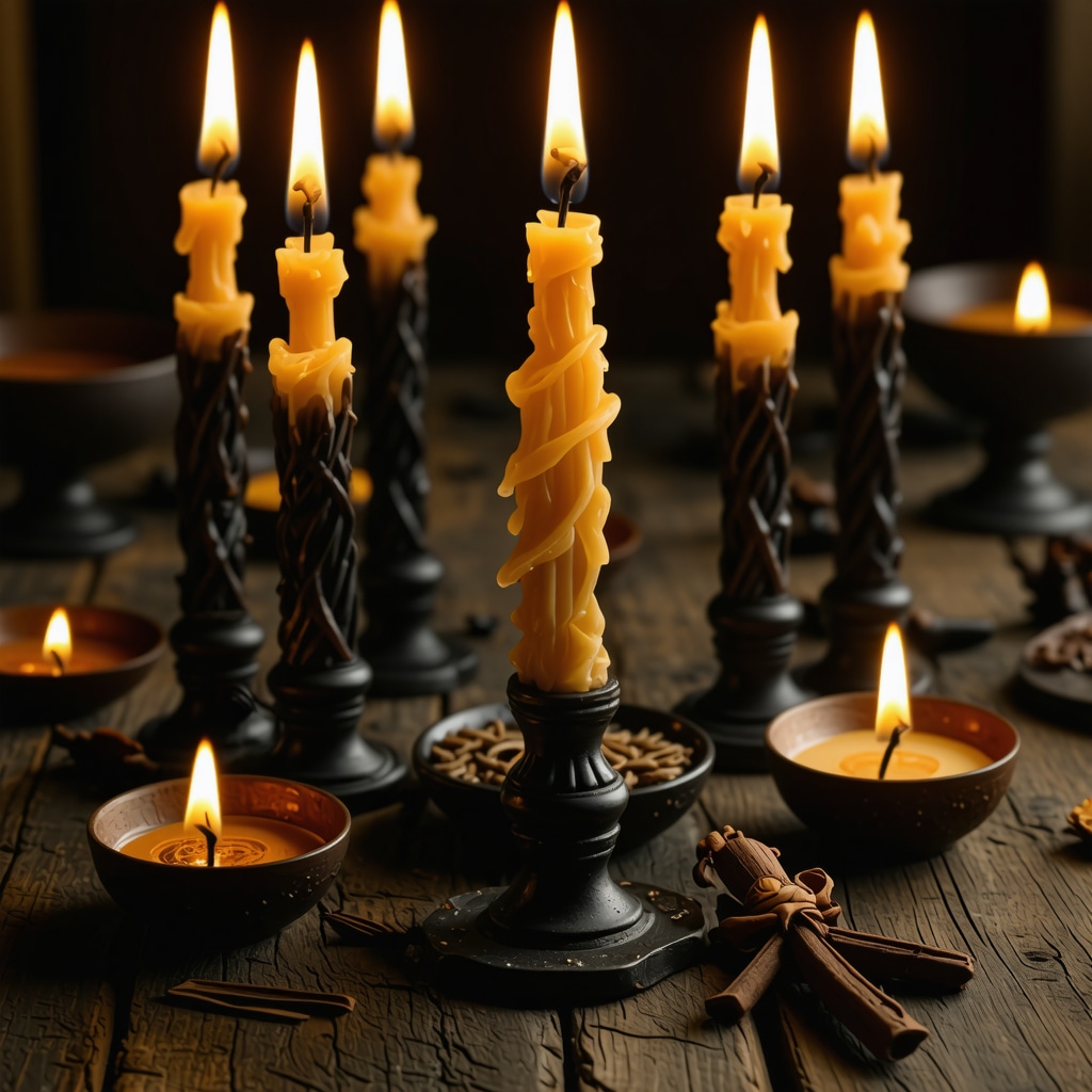 Canadian ritual with candles and symbols for good luck