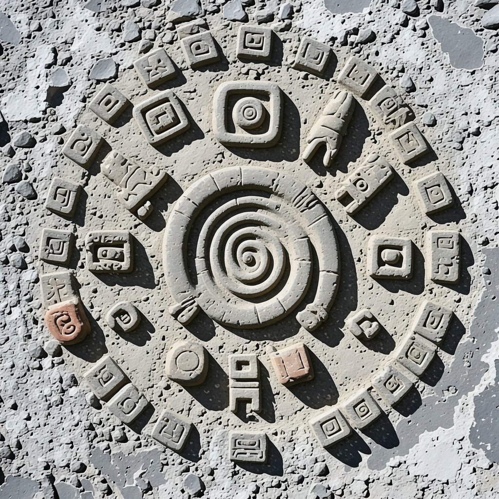 Ancient Aztec symbols and artifacts for cultural interpretation.