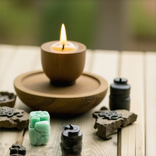 Altar con amuletos japoneses y símbolos de prosperidad Altar con amuletos japoneses y símbolos de prosperidad en un entorno tranquilo